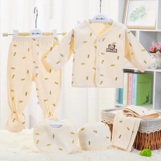 Babyonline(Y139)L4 (ส่งด่วน1วัน)ชุดเซ็ตเด็กแรกเกิดลายการ์ตูน5ชิ้น ผ้าฝ้าย นิ่ม อ่อนโยนต่อผิวเด็ก เหมาะกับเด็ก0-3เดือน