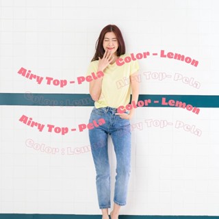 Pela.bkk - Airy top เสื้อยืดคอกลม สีเลมอน lemon