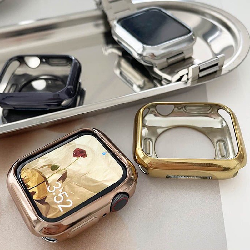เคสป้องกันนาฬิกาชุบบางเฉียบ TPU นุ่มกันชน สำหรับ Apple Watch Series 11/10/9/8/7/6/5/4/3/2/1 ขนาด 38/40/41/42/44/45/46 มม.