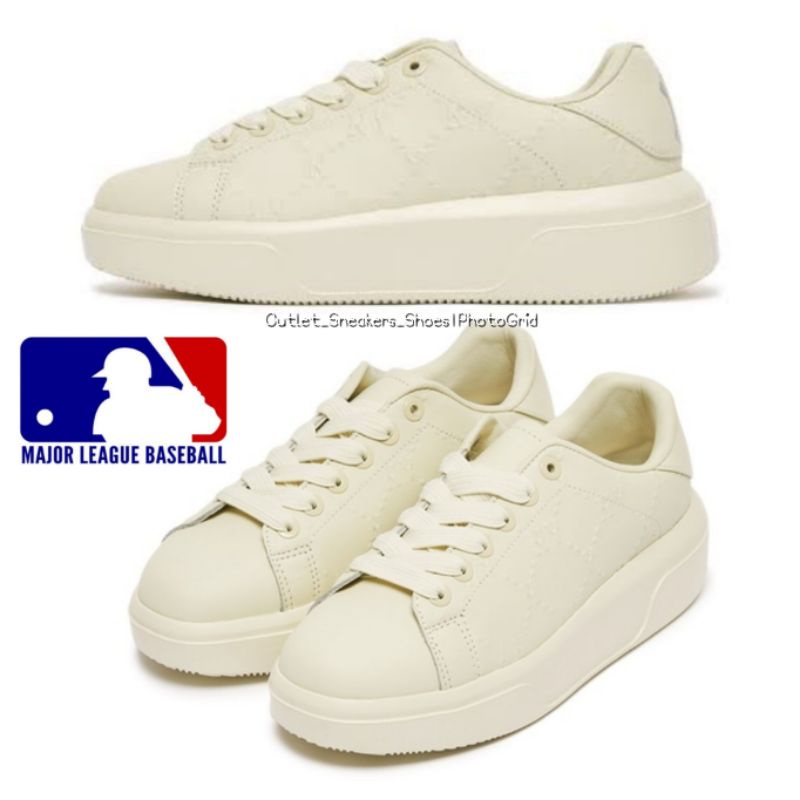 รองเท้า Mlb Chunky Classic Mono Embo New York Yankees Cream Unisex ส่งฟรี