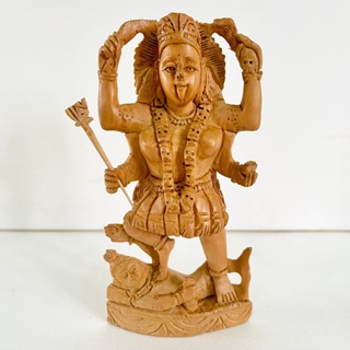 พระแม่กาลี/รูปไม้แกะสลัก งานทำมือ/Goddess Kali  Wooden HandCarved Statue/ขนาด 3 x1.5 x 6.5 นิ้ว/อินเดียแท้พร้อมส่ง