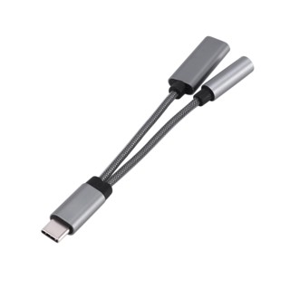 USB C to 3.5mm Headphone Jack Adapter 2 in 1,Audio Cable with PD 60W Fast Charging for Galaxy S21 S20 Ultra S20 Gray