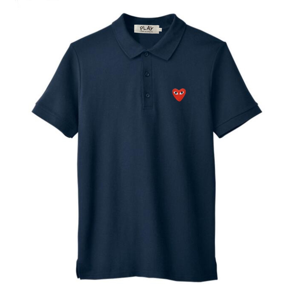 24new PLAY ปักหัวใจเสื้อโปโล Unsix เสื้อยืด Super สบายและปลอดภัยผ้าฝ้ายสําหรับชายs Polo เสื้อยืด 4N-PO-MAR05B