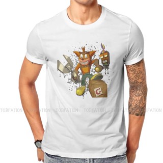 เสื้อยื คอสเพลย์วงล้อคอกลม TShirt Crash Bandicoot เกมผ้าเสื้อยืดเดิมผู้ชายท็อปส์ซูแฟชั่นขายใหญ่