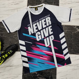 💥NEW!! เสื้อวิ่ง NEVER GIVE UP ผ้าเม็ดข้าวสารเกรดพรีเมี่ยม  (No.N-1001)