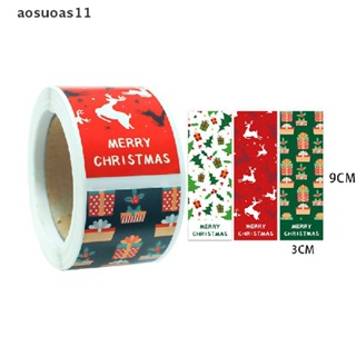 Aosuoas สติกเกอร์ฉลาก ลาย Merry Christmas มีกาวในตัว ทรงสี่เหลี่ยม สําหรับติดตกแต่งหีบห่อของขวัญ 100 ชิ้น ต่อม้วน