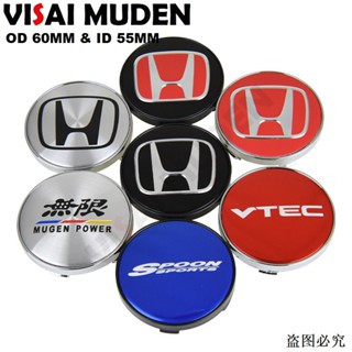 1ชุด/4ชิ้น OD 60มม/ID 55MMฝาครอบดุมล้อMUGEN VTEC SPOON SPORTS โลโก้ ฝาครอบดุมล้อรถเก๋งสีดำ/สีเงิน/สีแดง/สีน้ำเงินสําหรับฮอนด้าHONDA