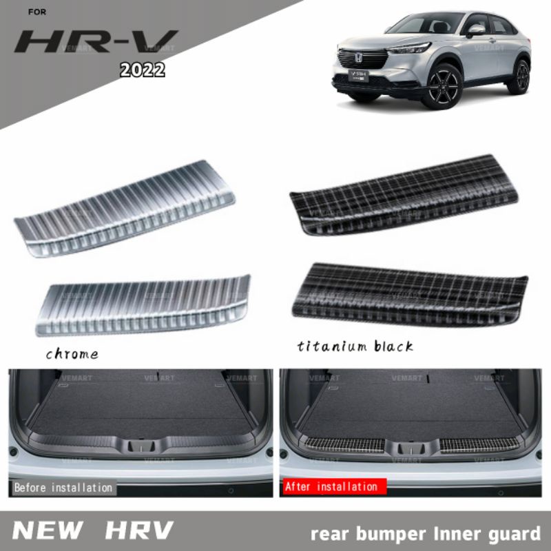 Vemart hrv 2022 facelift กันชนท้ายรถ แผ่นธรณีประตูด้านใน อุปกรณ์เสริมสแตนเลส hrv2022