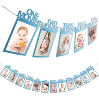 ธงราวตกแต่ง 1 MONTH - 12 MONTH Flag Blue for Baby Photos