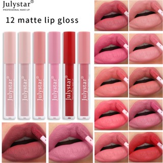 Julystar ลิปสติก ลิปกลอส เนื้อแมตต์กํามะหยี่ กันน้ํา ติดทนนาน