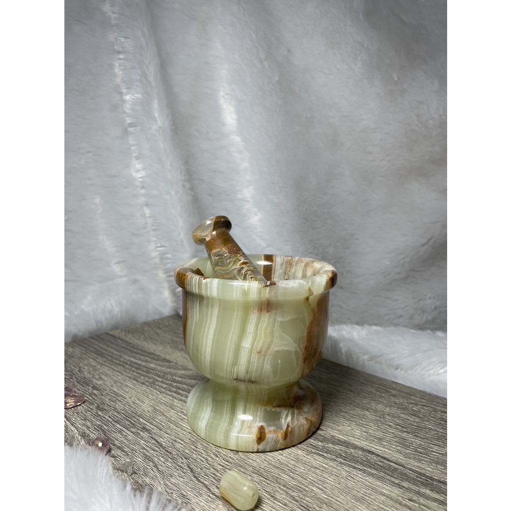 ครกหินอ่อน SIZE 3หินโอนิกซ์ โอนิกซ์ แต่งบ้าน หยกปากีสถานแท้