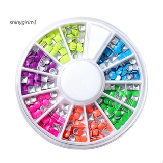 [SH] กระดุมเมทัลลิก ทรงกลม 3D 6 สี สําหรับตกแต่งเล็บ DIY 500 ชิ้น