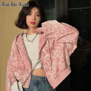 RUO BEI XUAN เสื้อโค้ทผู้หญิง เสื้อคาร์ดิแกน สไตล์เกาหลี เสื้อโค้ทมีฮู้ด ทรงหลวม ใหม่