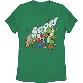 Womens Mario and Yoshi Super Mario Bros. Shirt เสื้อคู่วินเทจ Tee