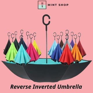 Double Layer Reverse C-Handle Umbrella Inverted Umbrella Car C-Shaped Anti-UV Waterproof Mintshop