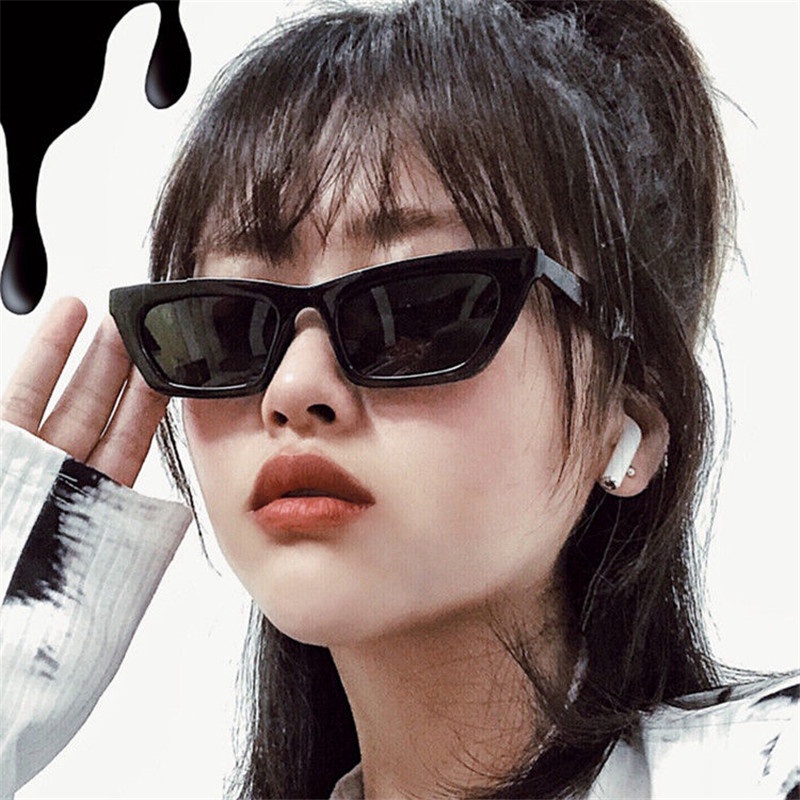 [จัดส่งที่รวดเร็ว]แว่นแฟชั่น แว่นวินเทจ แว่นตาดารา แคชอาย hip-hop เรโทร แว่นกันแดด ทรงสี่เหลี่ยมผืนผ้า สไตล์เกาหลี