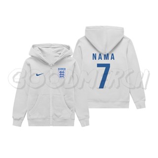 เสื้อแจ็กเก็ต มีฮู้ด ลาย England WORLD CUP QATAR ชื่อ และตัวเลข สําหรับเด็ก 2022