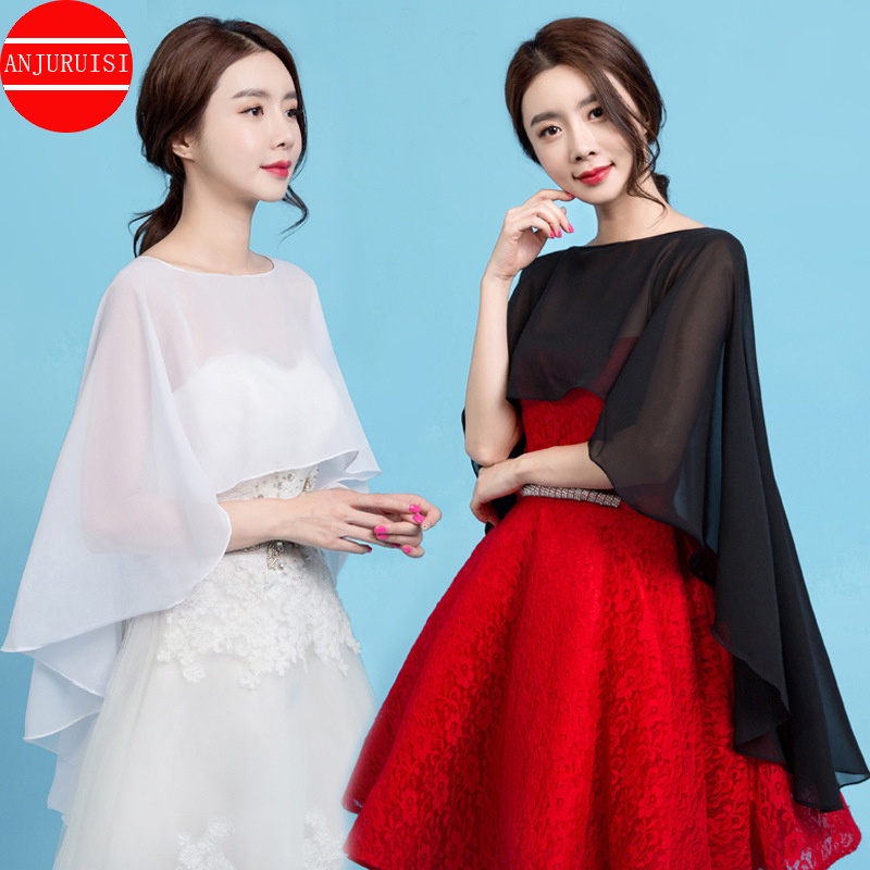 ชีฟอง Cape Bolero ผู้หญิง Femme Mariage Chalas Mujer ชุดราตรีแต่งงานเจ้าสาวแจ็คเก็ต Wraps อุปกรณ์เสริม Peleryna เสื้อคลุม Boda ผ้าคลุมไหล่