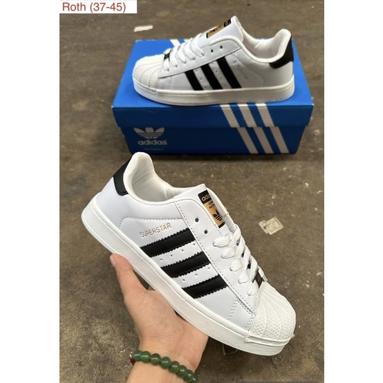 รองเท้าผ้าใบ อาดิดาส(ซุปเปอร์สตาร์)ไซส์ 36-45 สีขาว ป้ายทอง รองเท้าผ้าใบผู้ชาย ผู้หญิง
