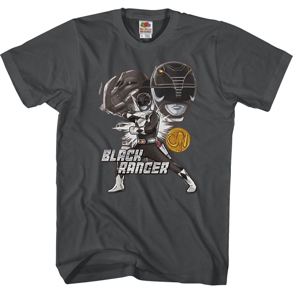 Black Ranger Mighty Morphin Power Rangers T-Shirt เสื้อเชิ้ต เสื้อเชิ้ต