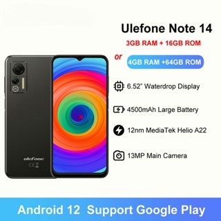 Ulefone Note 14 Android 12 Smartphone 6.52&amp;quot; HD Screen Quad Core Up to 4GB+64GB 4500mAh Face Unlock Cellphones 4G Celular 13MP