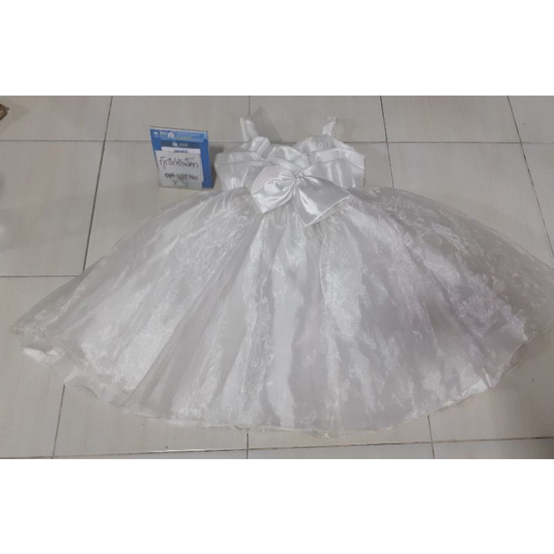 ชุดเดรสเด็ก สายเดี่ยวสีขาวแบรนด์ little coogie  แบรนด์ชั้นนำชุดเด็ก สวยงามฟูฟ่อง