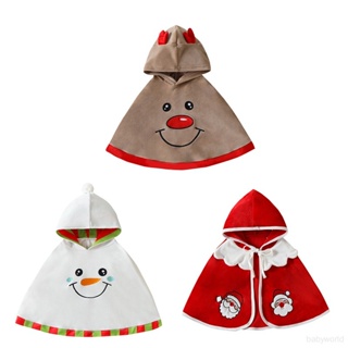 Childrens Boys and Girls Christmas Costume Santa Moose Snowball Hooded Poncho Top