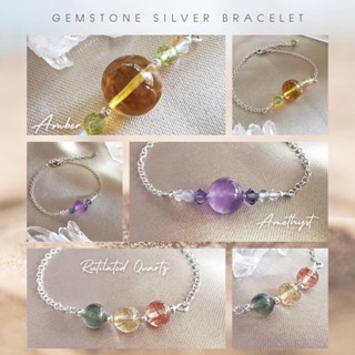 สร้อยข้อมือเงินดีไซน์กับหินอัญมณีแท้ Gemstones silver bracelet