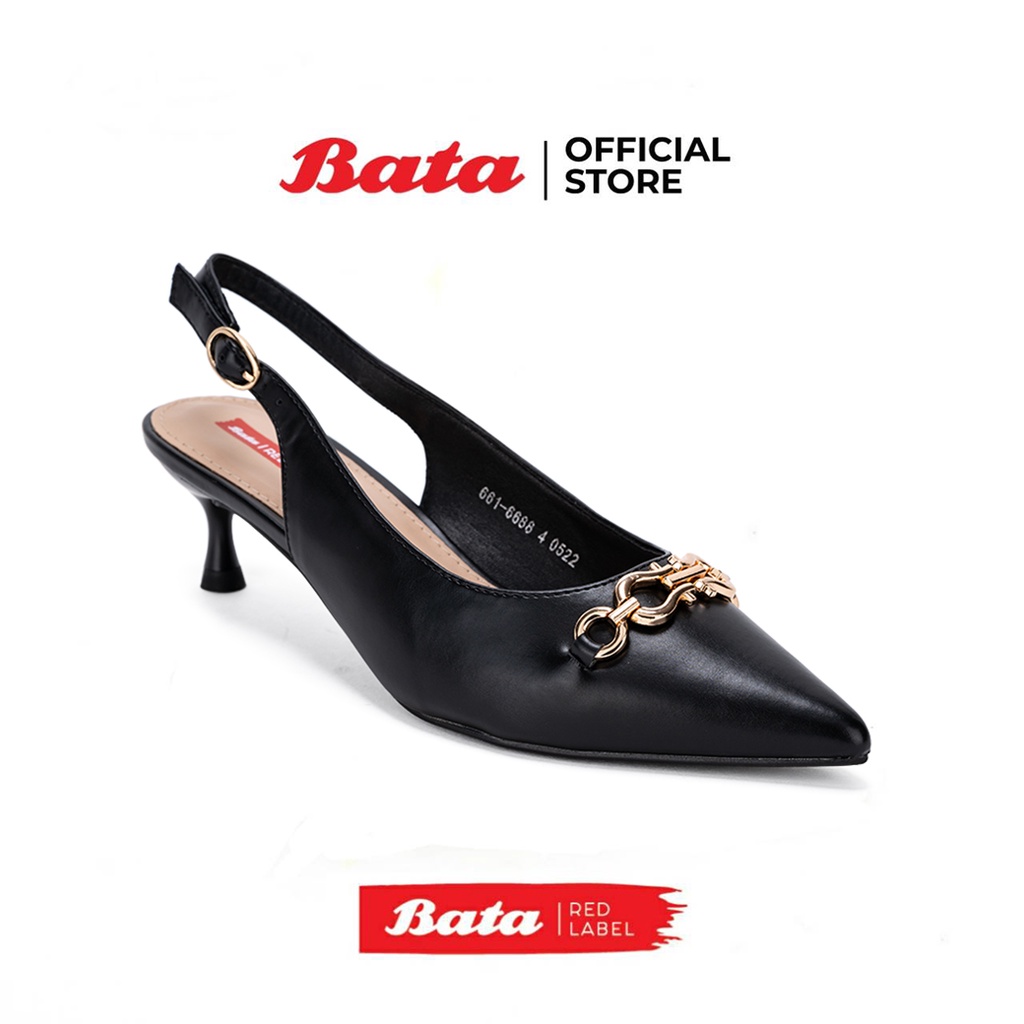 Bata Red Label บาจา รองเท้าส้นสูงหัวแหลม รัดส้น ดีไซน์หรู สวมใส่ง่าย ส้นเข็ม  สูง 1 นิ้ว สำหรับผู้หญิง รุ่น Zelenia สีดำ 6616688