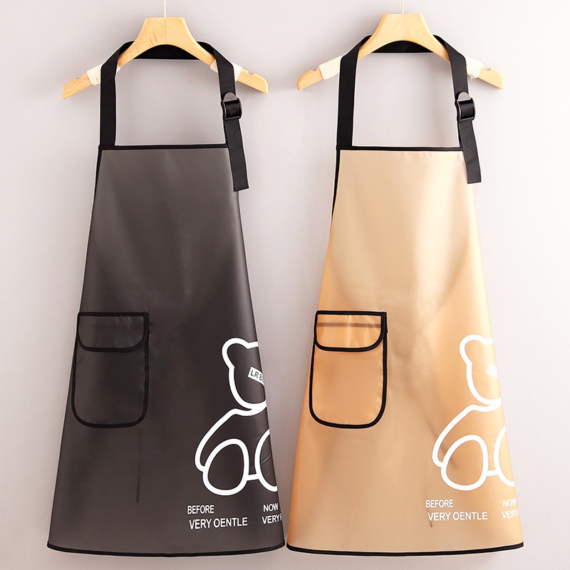 (พร้อมส่ง) ผ้ากันเปื้อนกันน้ำและกันน้ำมัน ลายหมี วัสดุ TPU, PVC สำหรับชายและหญิง