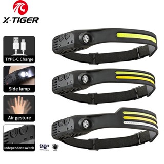 X-tiger ใหม่ ไฟฉาย LED COB อเนกประสงค์ ขนาดเล็ก มีเซนเซอร์ แบบสวมหัว สําหรับตกปลากลางแจ้ง