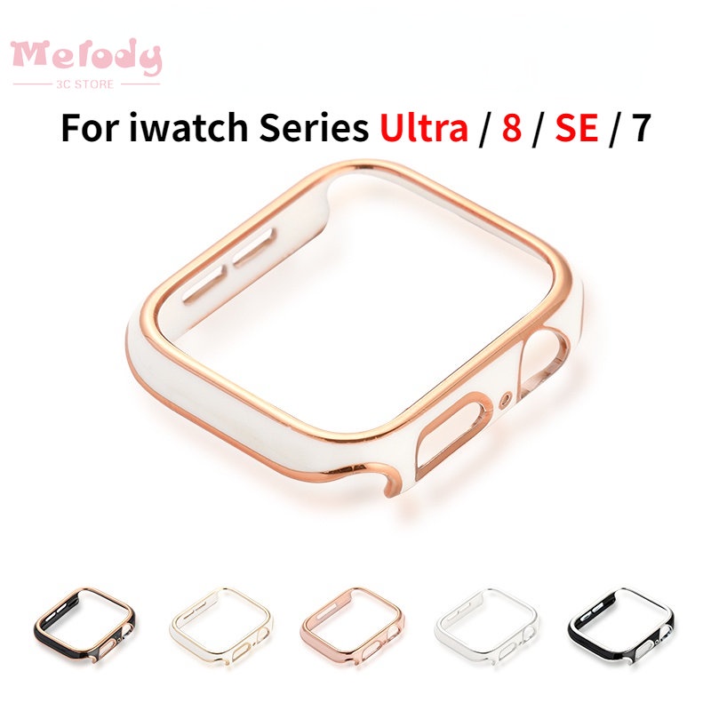 เคสนาฬิกาข้อมือ PC ชุบไฟฟ้า สองสี สําหรับ iwatch ultra 49 มม. iwatch series 8 7 se 6 5 4 45 มม. 41 มม. 40 มม. 44 มม.