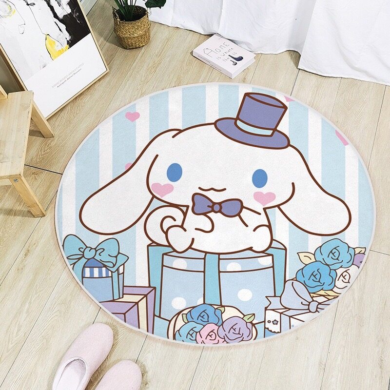 พรมเช็ดเท้า ผ้ากํามะหยี่คริสตัล ลายการ์ตูน Sanrio กันลื่น พรมเช็ดเท้าวงกลม สินค้าพร้อมส่ง
