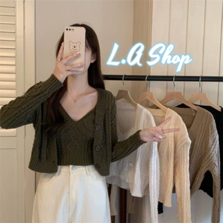 L.A Shop พร้อมส่ง เสื้อสายเดี่ยวไหมพรม+เสื้อคลุมไหมพรม ลายถักน่ารักมาก "21009+21009-1"