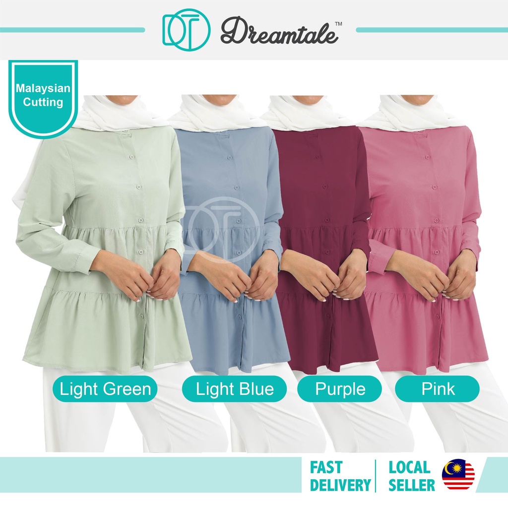 [CLEARANCE] Dreamtale Alana Muslimah สวมคอปกปุ่มให้นมบุตรเสื้อมุสลิม Baju Wanita WCO135