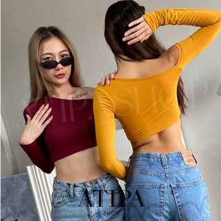 Atipashop - KYLA CROP เสื้อครอป ครอป ครอปปาดไหล่ มีหลายสีให้เลิอก