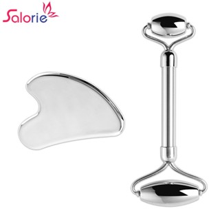 Salorie Stainless Steel Gua Sha Roller Set Body Massager Face Beauty Tool Face Lifting Anti-Aging Skin Tightening