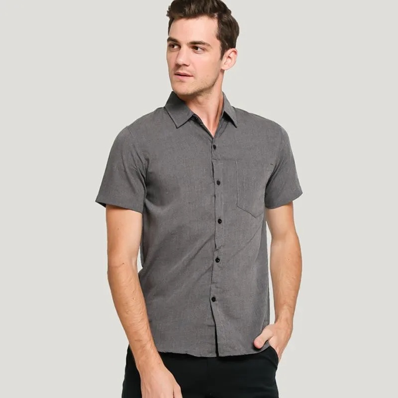 KEMEJA Jhonny Casual Jfashion เสื้อเชิ้ตแขนสั้นผู้ชายธรรมดา - สีเทา