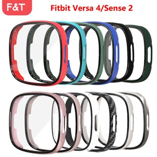 เคสกระจกนิรภัย PC แบบแข็ง ป้องกันหน้าจอ กันกระแทก HD สําหรับ Fitbit Versa 4 Sense 2 Sense 2