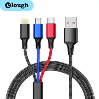 Elough 3 In 1 สายชาร์จโทรศัพท์มือถือ Micro USB Type C สําหรับ IOS