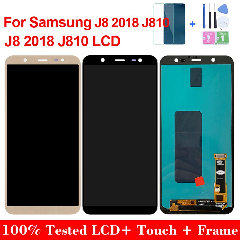 SAMSUNG AMOLED J810 LCDสําหรับSamsung Galaxy J8 2018 จอแสดงผลTouch Screen DigitizerสําหรับSamsung SM