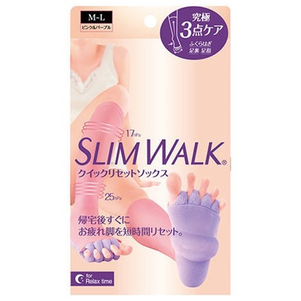 Compression Socks Slim Walking Quick Reset Socks M-L Pink Purple Home Compression Socks Calf Toe