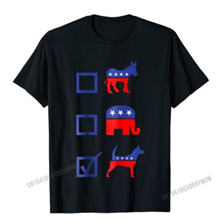 Democrat Republican Vote Dog T-Shirt Camisas Men Cotton T Shirt Custom Christmas Day Cheap Normal Top T-Shirts