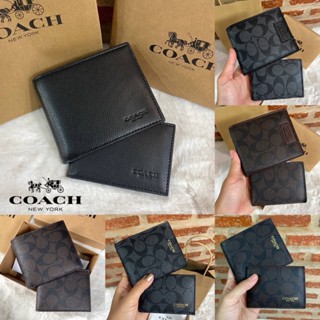 กระเป๋าสตางค์ coach short wallet with signature canvas