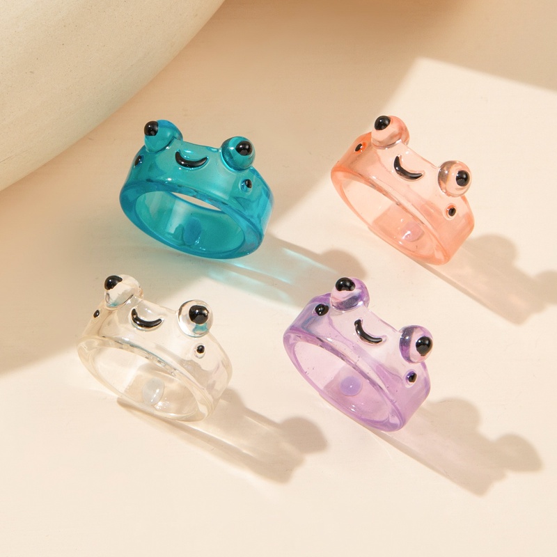 We Flower แหวนแฟชั่น ลายการ์ตูนกบน่ารัก สีฟ้าใส สีชมพู สีเขียว สําหรับคู่รัก เพื่อน แฟชั่นเกาหลี ของขวัญให้แฟนสาว