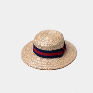 Boater Hat Red Strip Ribbon-หมวกแก๊ปริบบิ้นสีเเดง