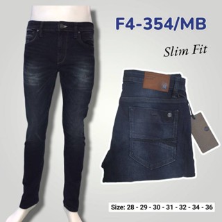 กางเกงยีนส์ผู้ชาย👖F4-354MB สีมิดไนท์เข้ม ทรงSlim Fit ขากระบอกเล็ก