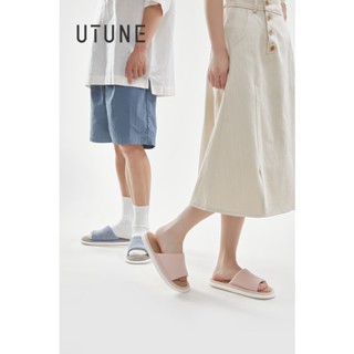 UTUNE รองเท้าแตะ เปิดนิ้วเท้า พื้นทรงแบน ป้องกันการลื่น สําหรับผู้หญิง