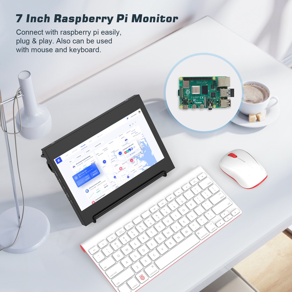 Upgraded 7 Inch Raspberry Pi Monitor With Stand, 1024x600 IPS Capacitive Touch Screen Display USB/HDMI Cable For Laptop  #1