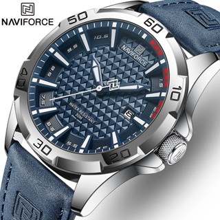 Naviforce นาฬิกาข้อมือควอตซ์แฟชั่น สายหนัง กันน้ํา มีปฏิทิน หรูหรา สําหรับบุรุษ